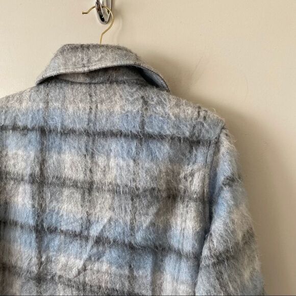Topshop- Check Button Down Fuzzy Shacket - Picture 7 of 12